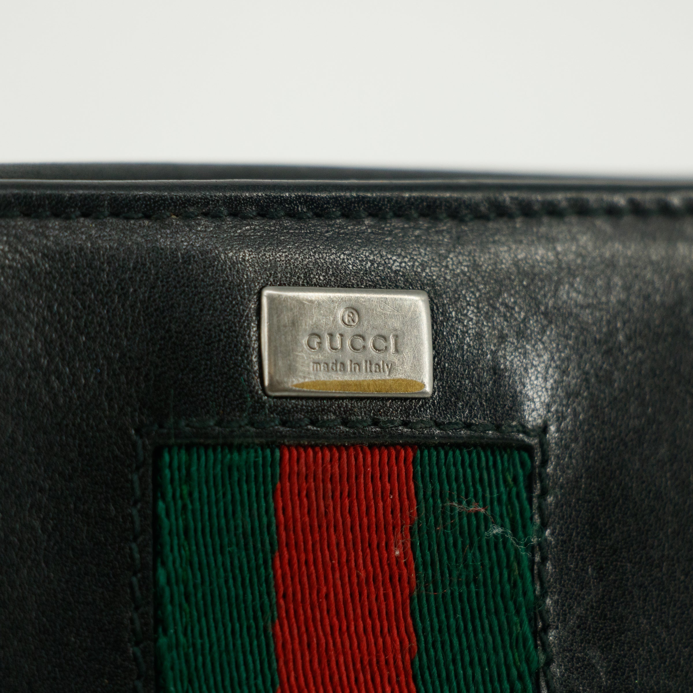 Gucci Sherry Web Black Leather Bifold Wallet #5301
