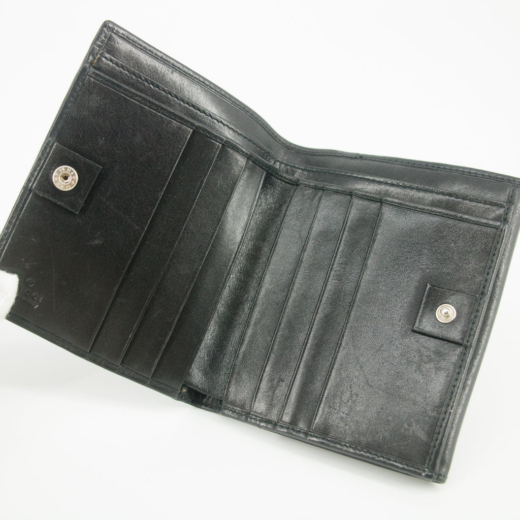 Gucci Sherry Web Black Leather Bifold Wallet #5301