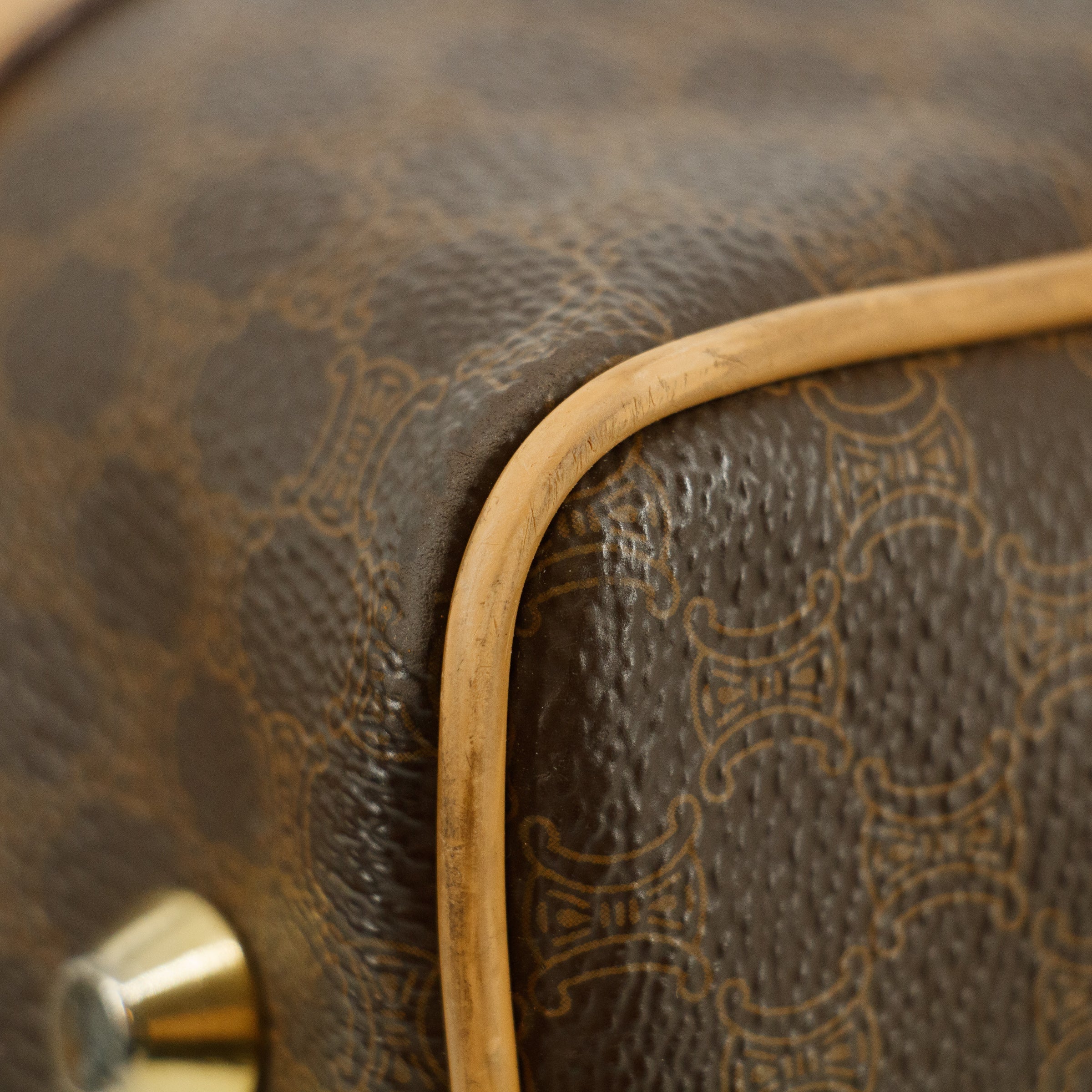 Celine Macadam Triomphe Brown Leather Boston Bag #5382
