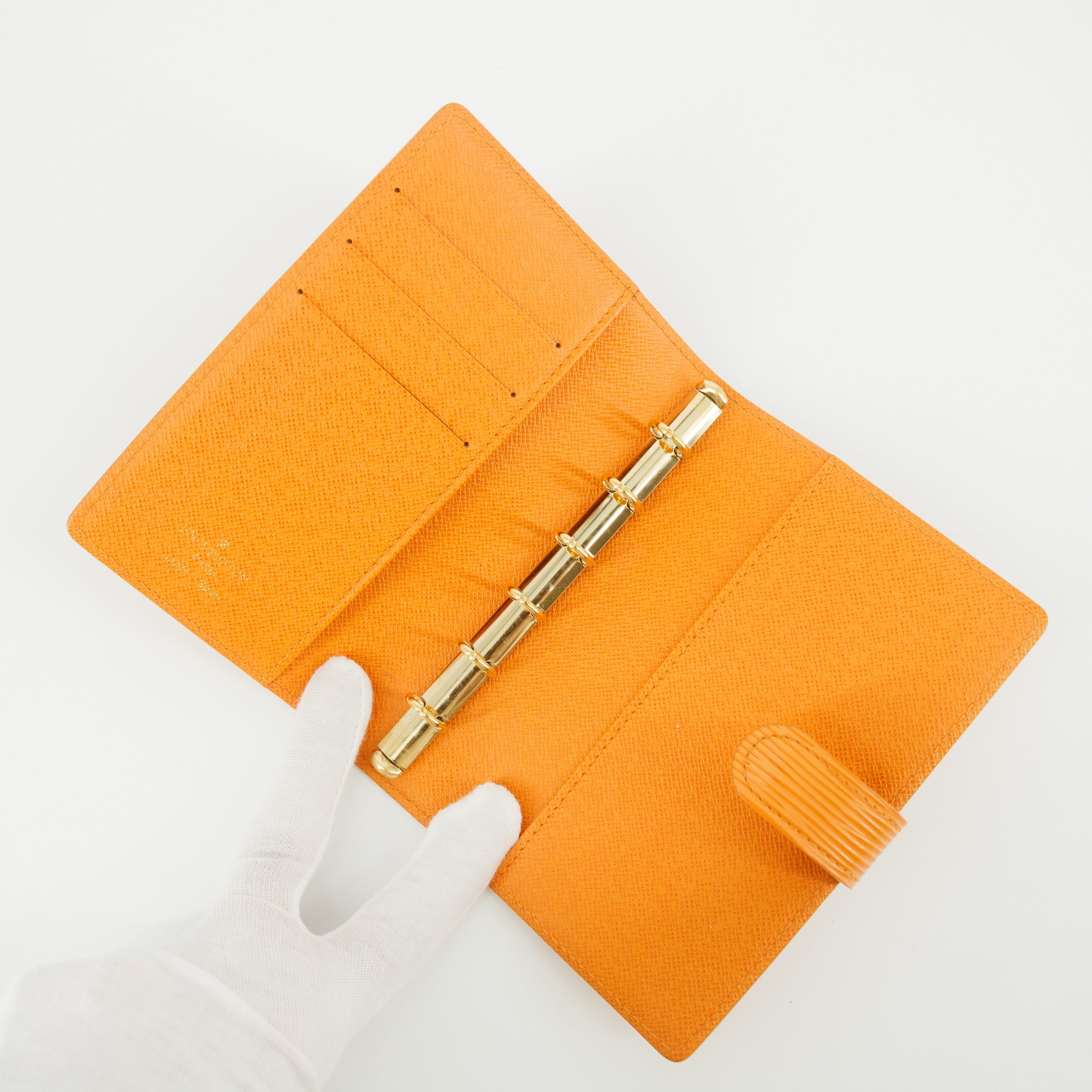Louis Vuitton Epi Leather Orange Agenda Wallet #5428