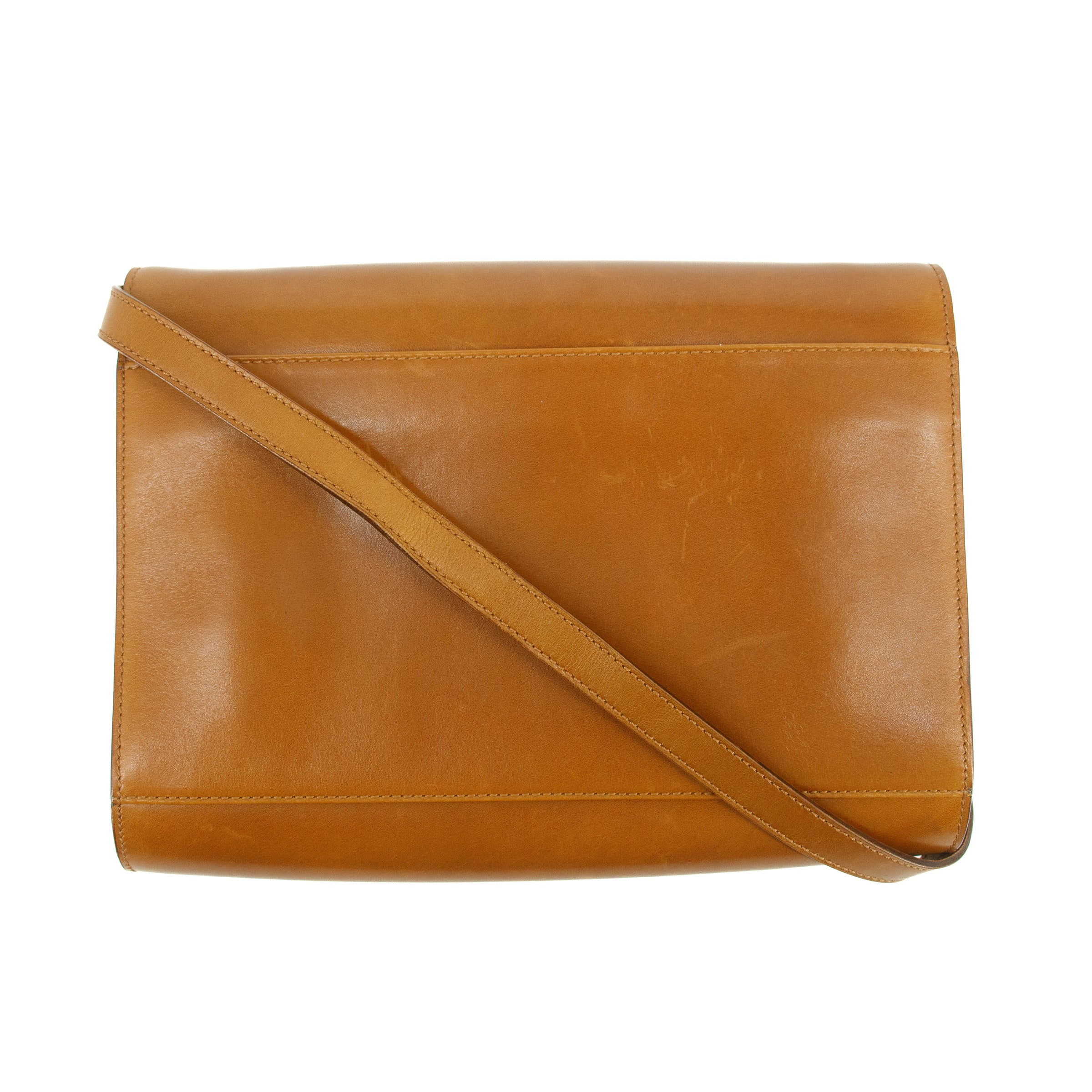 Celine Circle Logo Brown Leather 2 Way Clutch  #5749