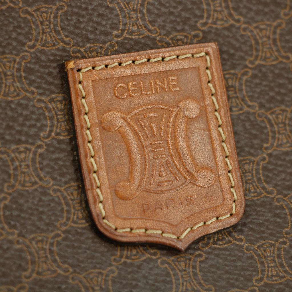 Celine Macadam Triomphe Brown Leather Mini Crossbody Bag #5754