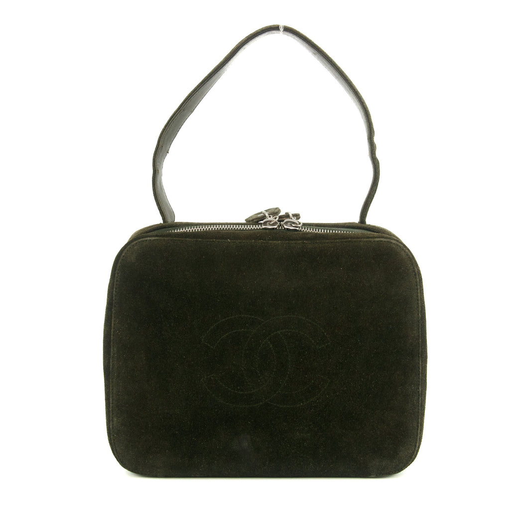 Chanel CC Square Greeen Suede Leather Vanity Bag #5757