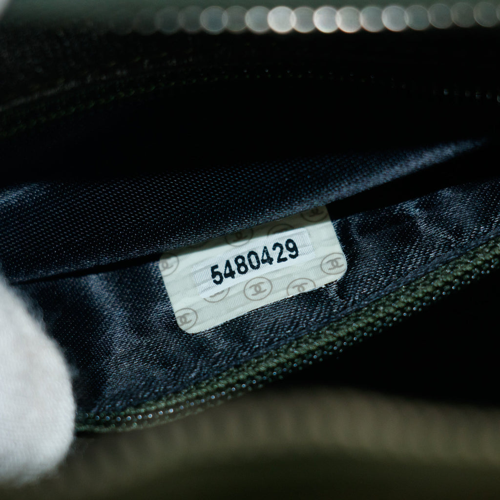 Chanel CC Square Greeen Suede Leather Vanity Bag #5757