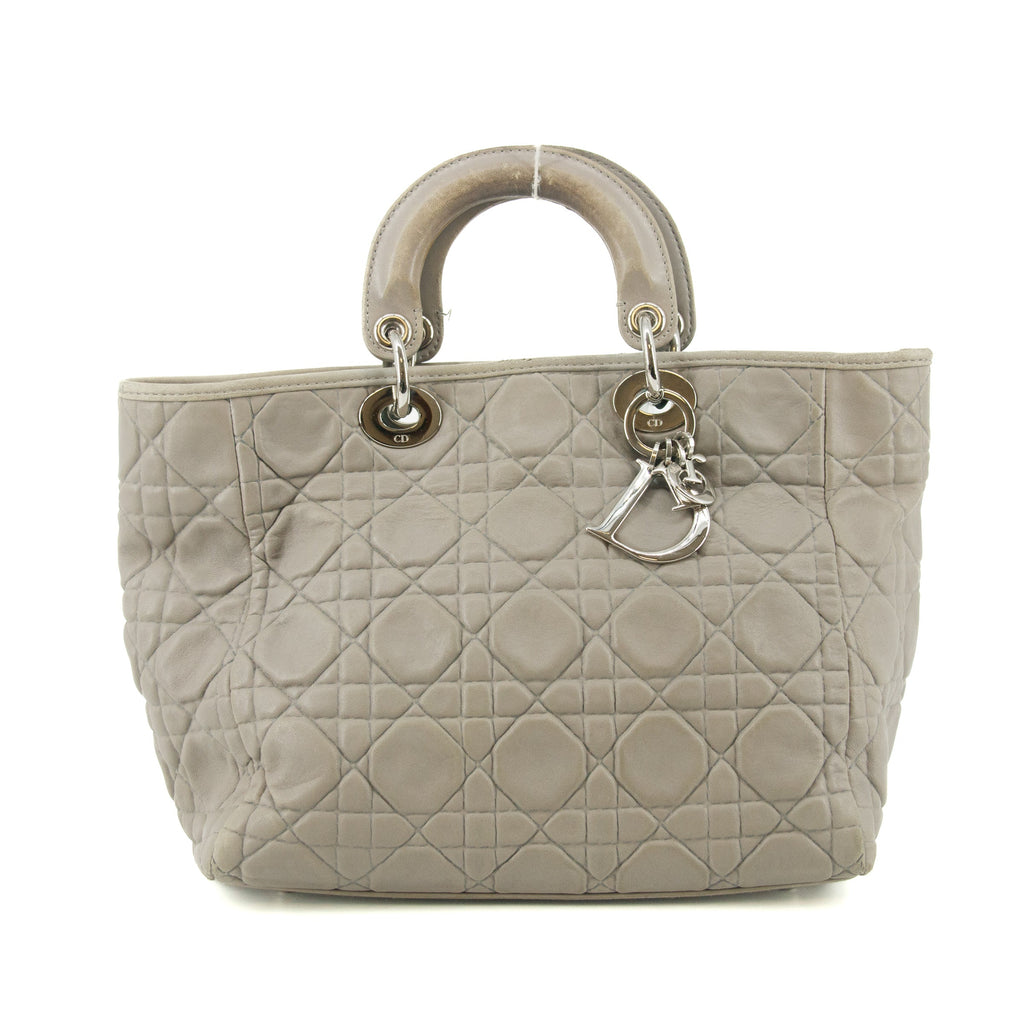 Christian Dior Lady Dior Grey Leather Tote Bag #5764
