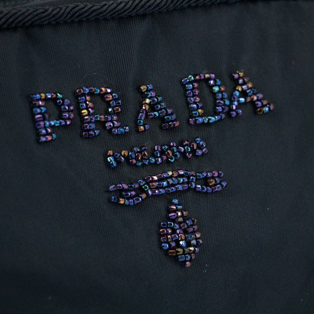 Prada Nylon Tessuto Black Beaded Handle Bag #5807