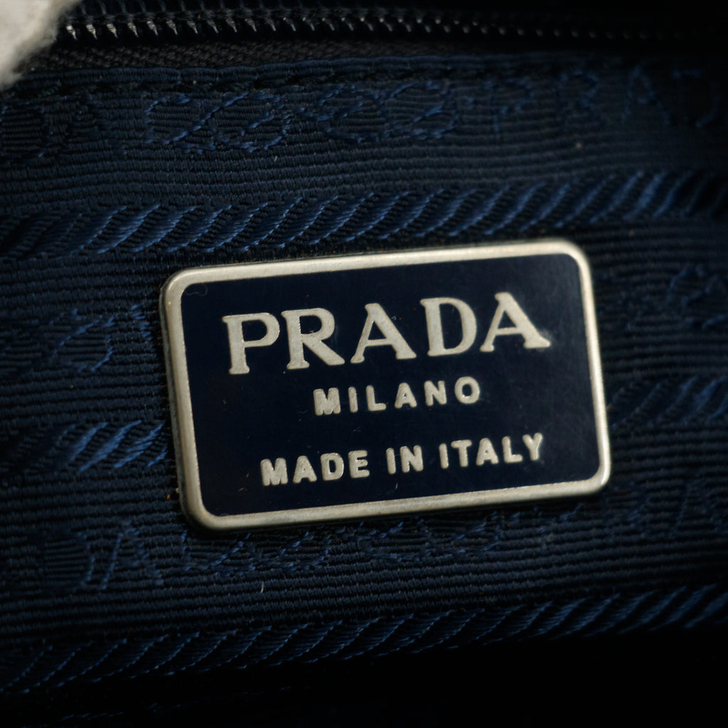 Prada Nylon Tessuto Black Beaded Handle Bag #5807