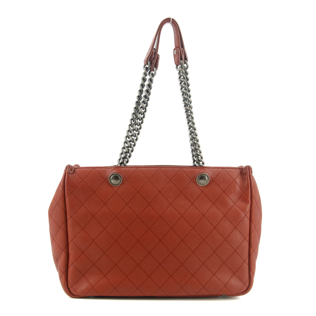 Chanel Red Lambskin Gunmetal Chain Shoulder Bag 20 Series #5862