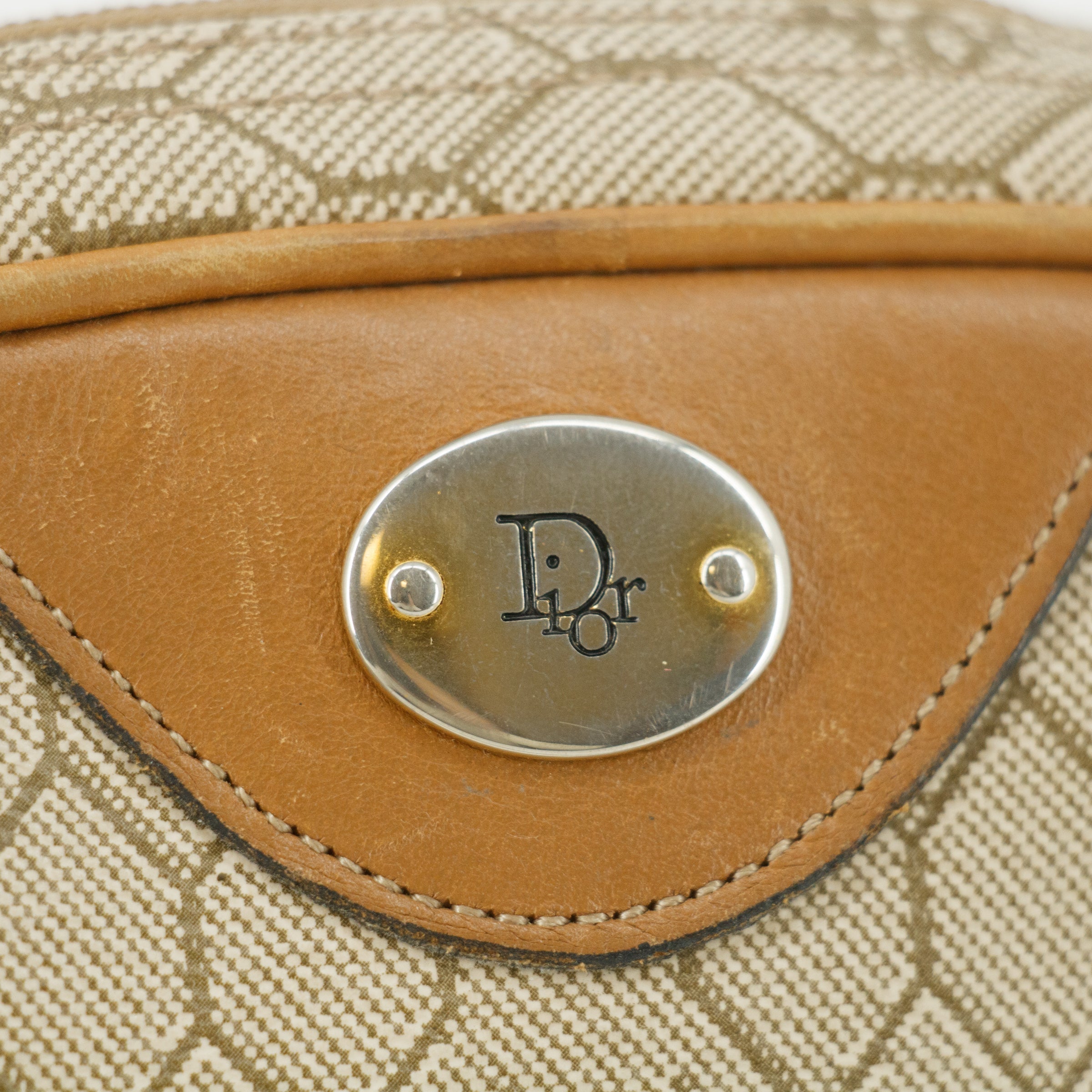 Christian Dior Honeycomb Shoulder Bag PVC Beige x Brown #8525