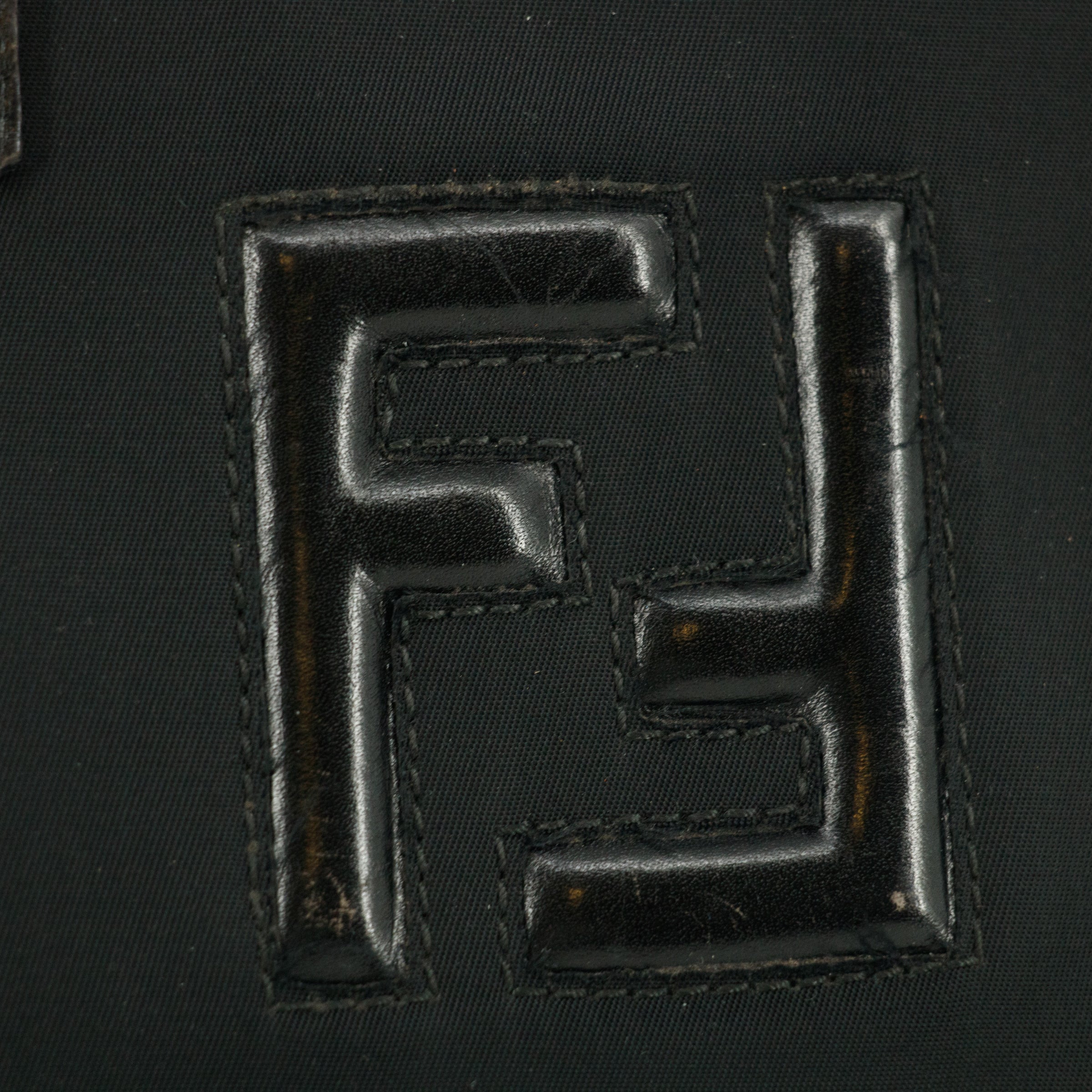 Fendi Black Nylon x Leather Shoulder Bag #9239