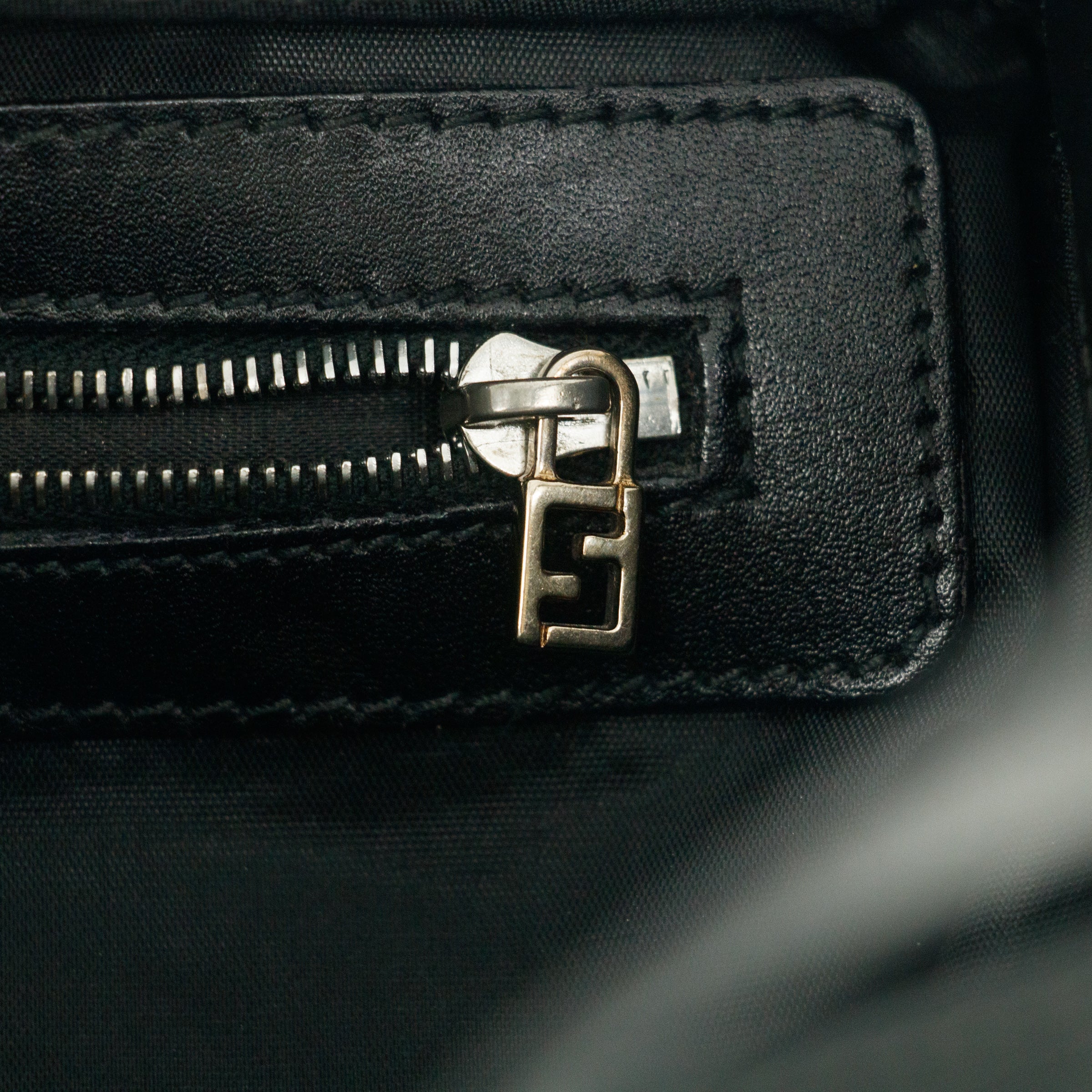 Fendi Black Nylon x Leather Shoulder Bag #9239