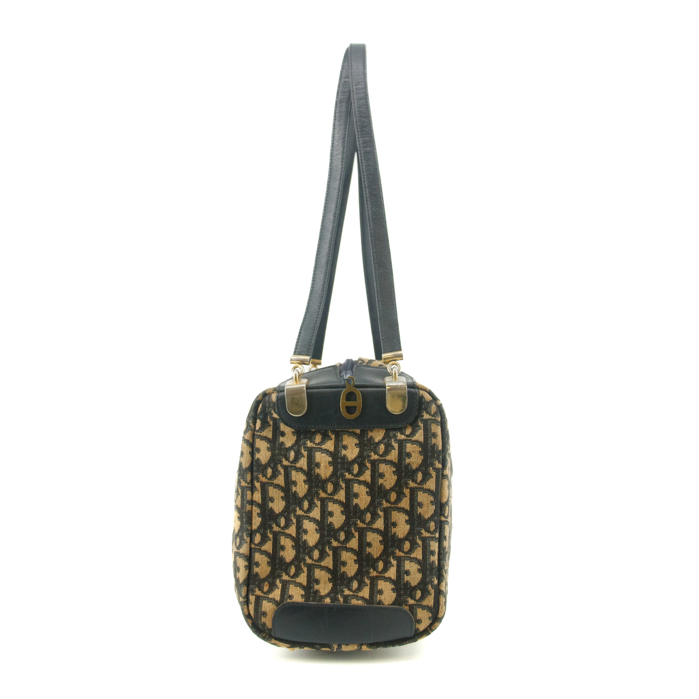Christian Dior Navy Blue Trotter Canvas Mini Boston Bag #9337