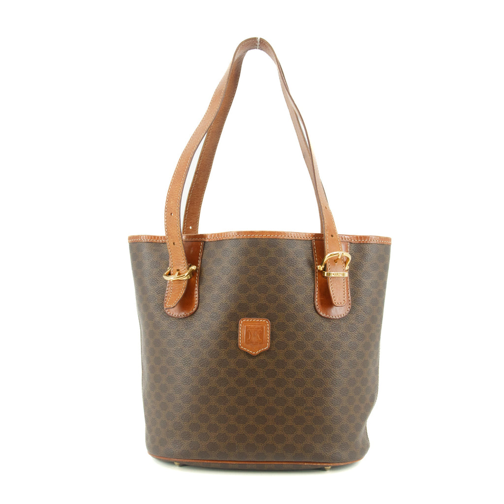 Celine Brown Macadam PVC x Leather Shoulder Bag #9412