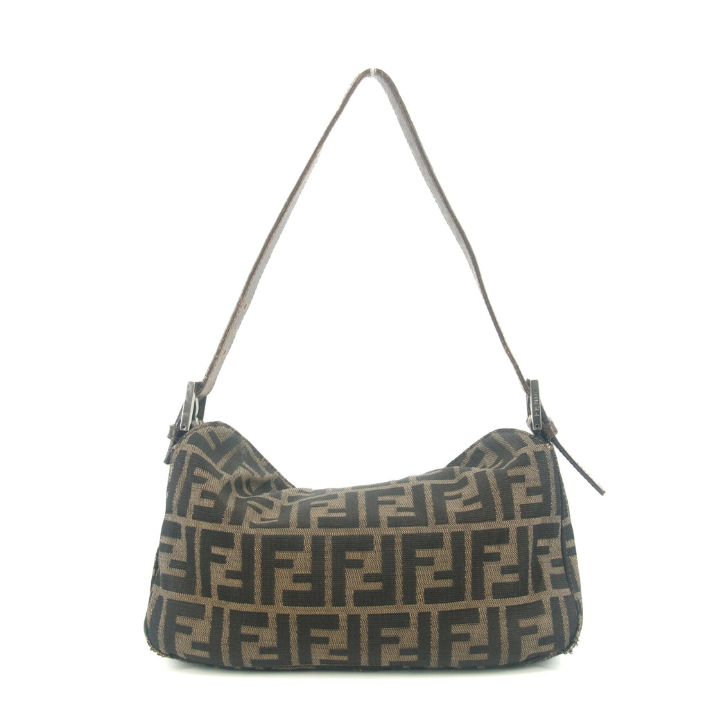 Fendi Zucca Mamma Bucket Baguette Leather Handbag Tote #9419