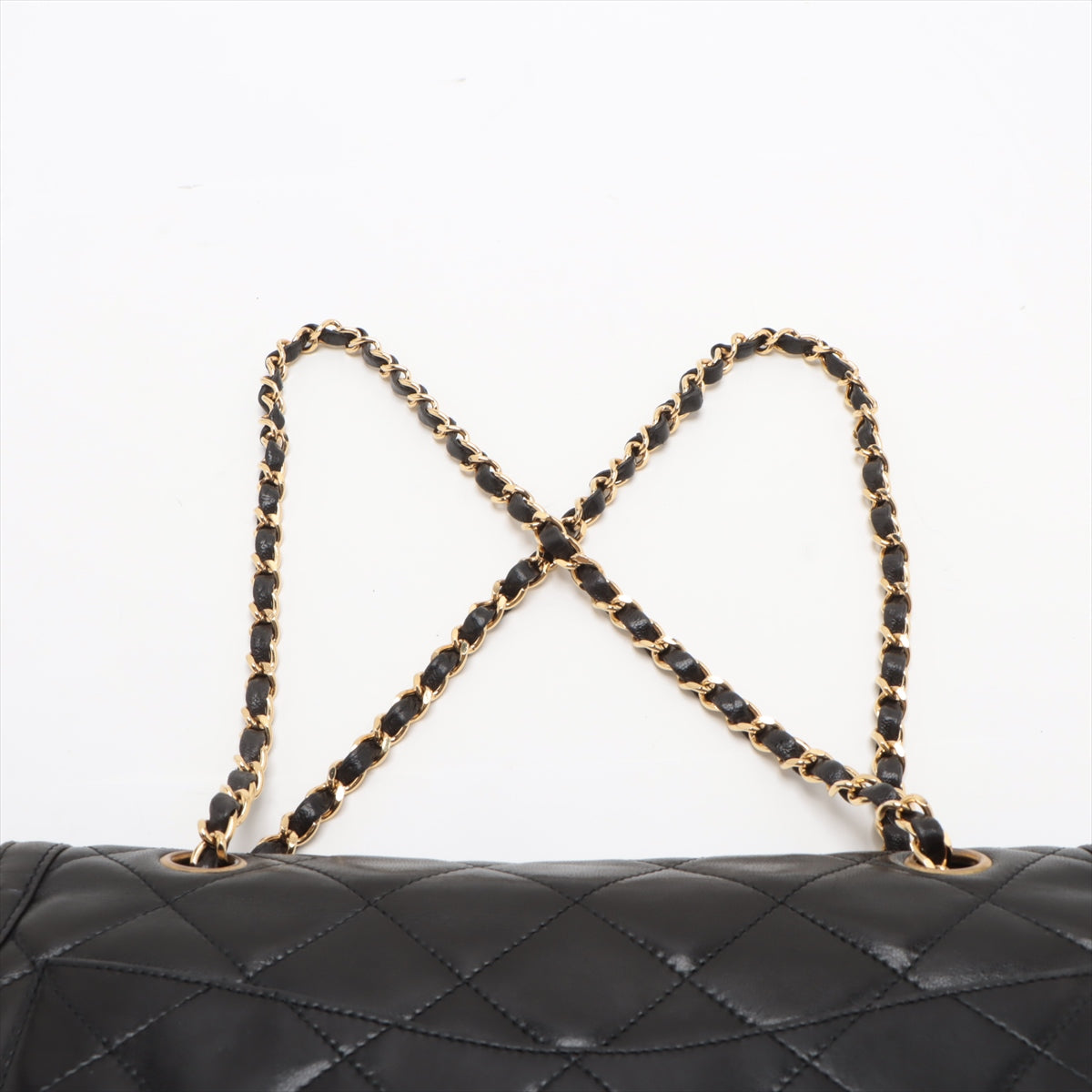 Chanel Matelasse Lambskin Double Flap Double Chain Black Shoulder Bag 3 Series #3747