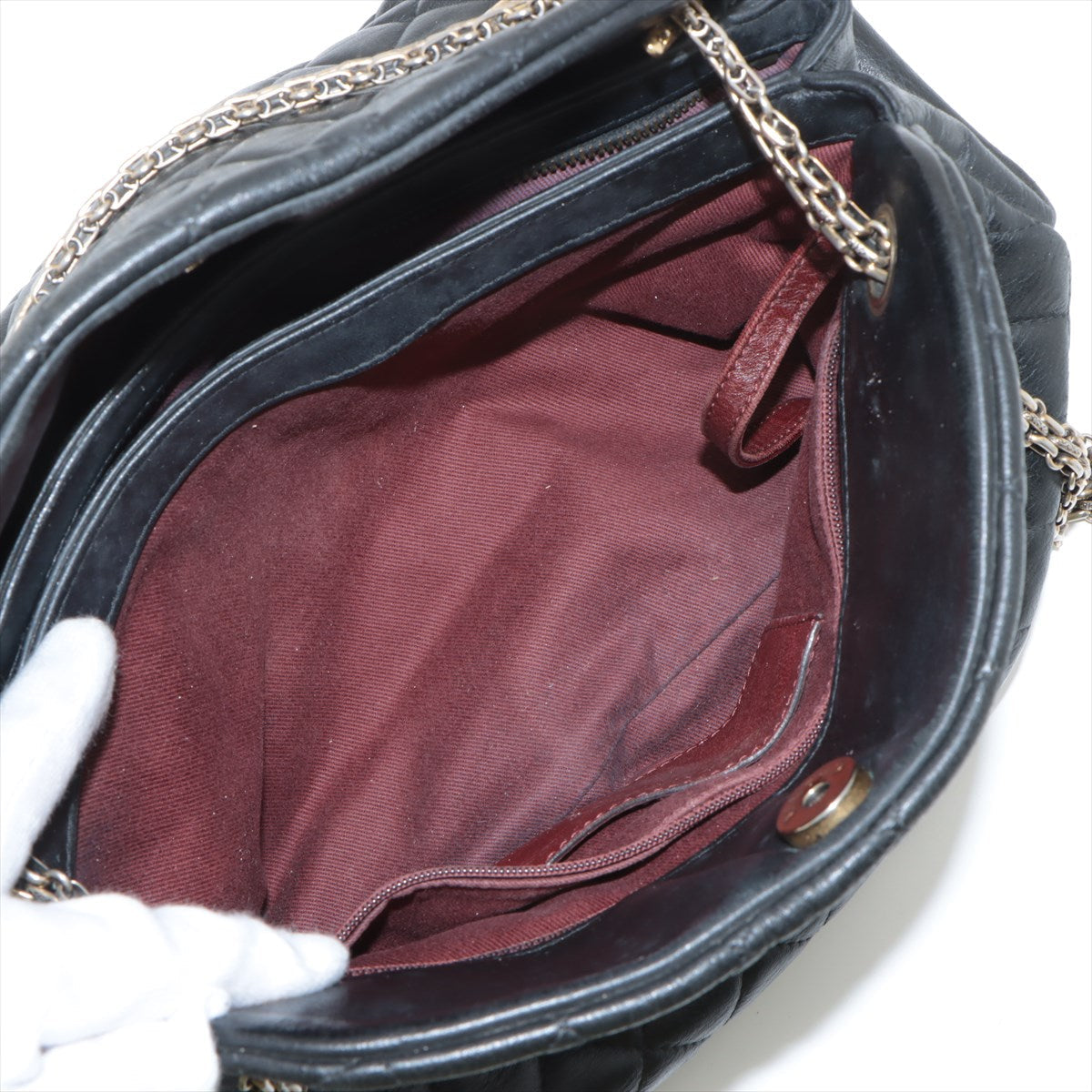 Chanel Matelasse Lambskin Chain Shoulder Bag Black Gold Metal Fittings 14 Series #2608