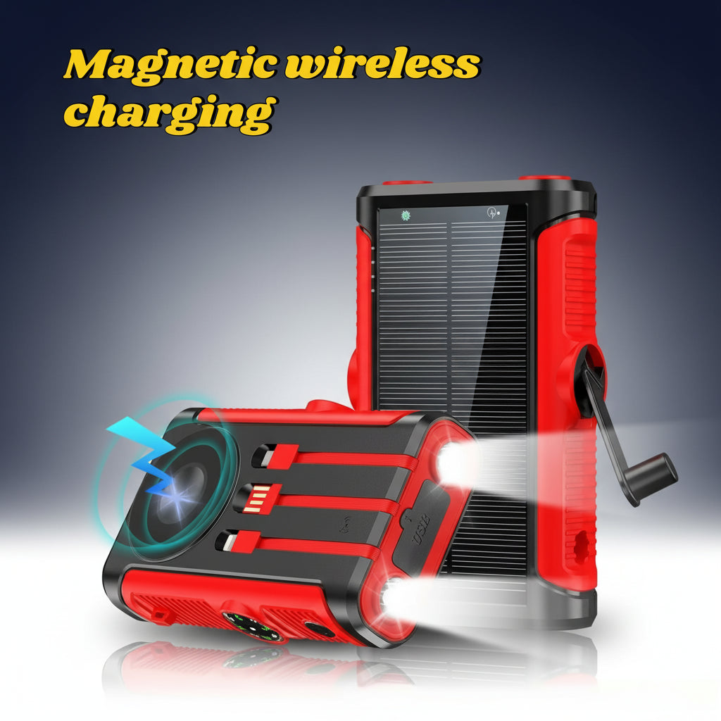 50000Mah Solar Power Bank 22.5W Magnetic Wireless Charging Camping Powerbank with Cables External Battery for Iphone Magsafe