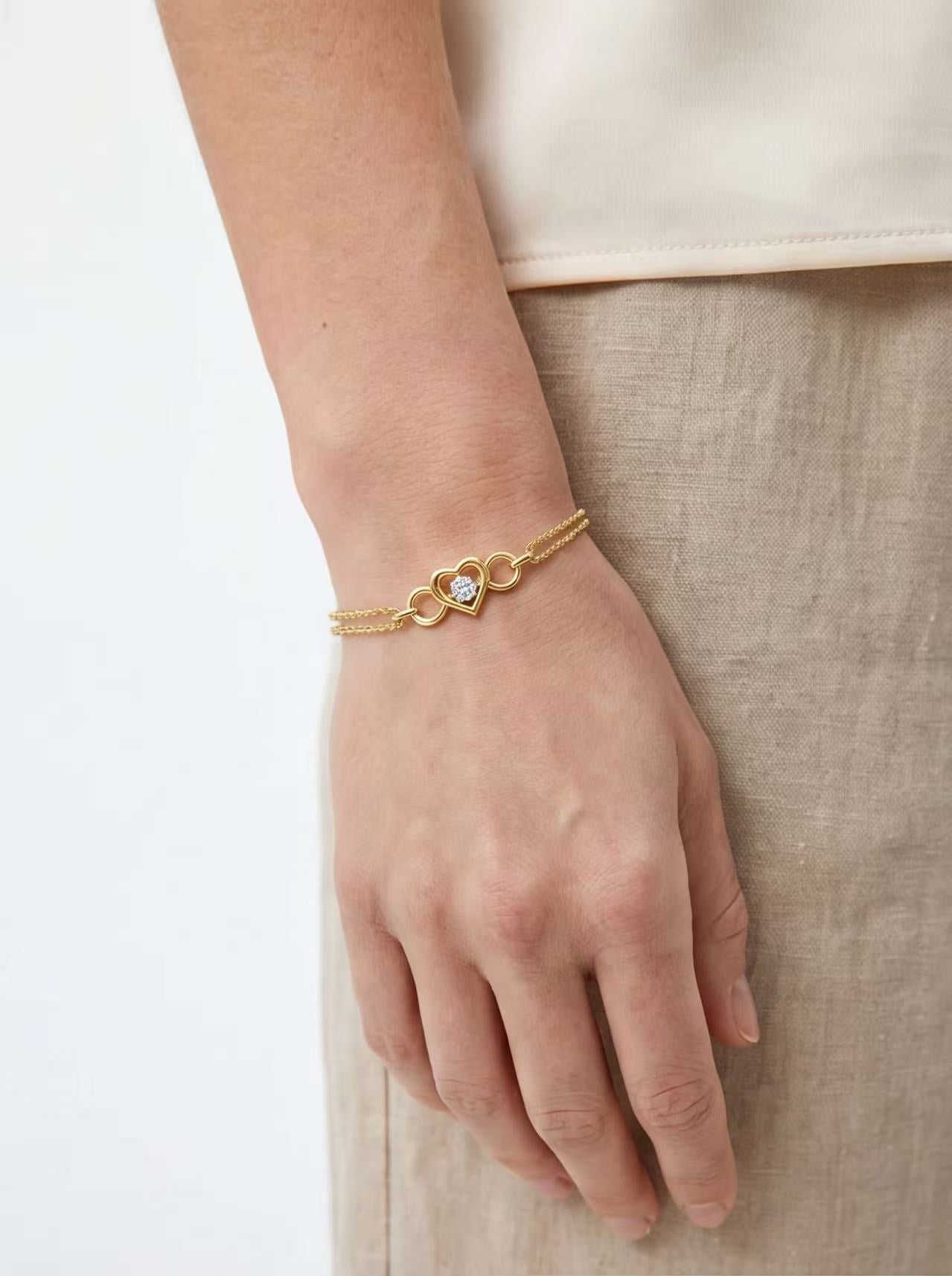 Valeria Heart Radiance Bracelet – Gold/Silver