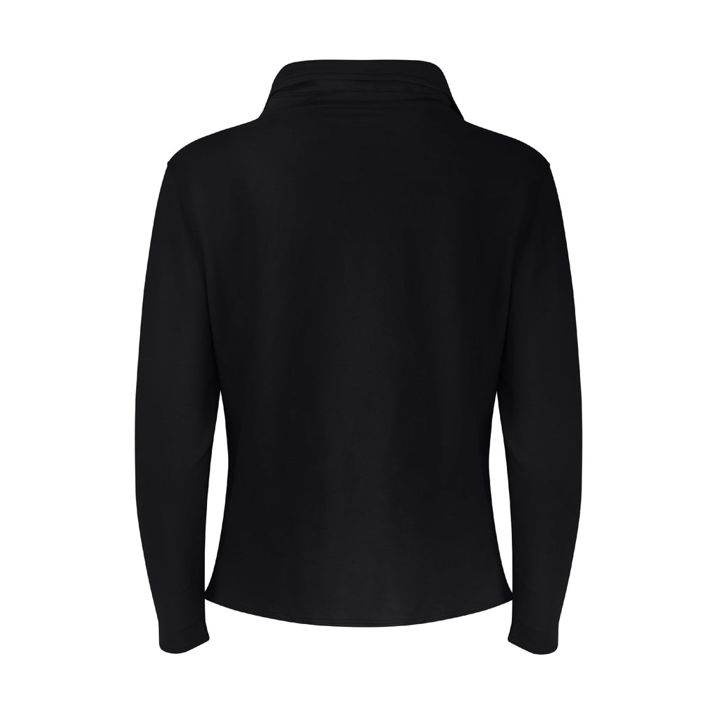 Khloe Cotton V-Neck Henley - Nero